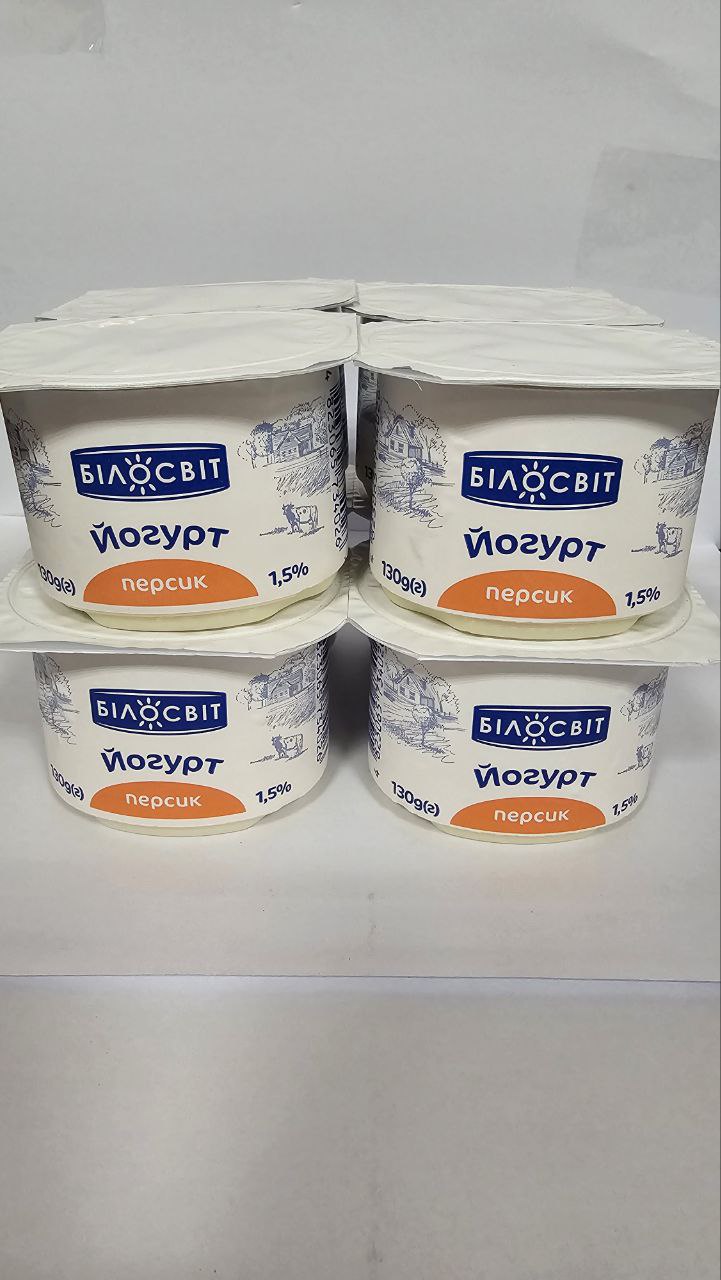 Йогурт персик 1,5 % жиру 130г ТМ Білосвіт